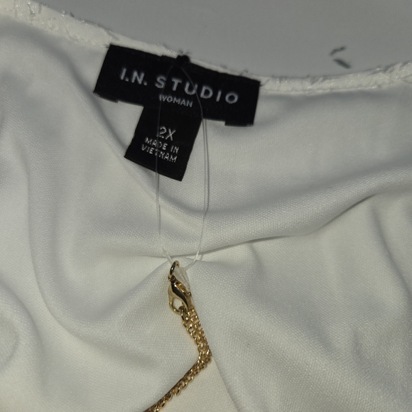 I.N. Studio Off White Peasant Tunic Lace Necklace Set Size 2X - Picture 8 of 11
